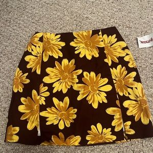 Fitted Sunflower Mini Skirt